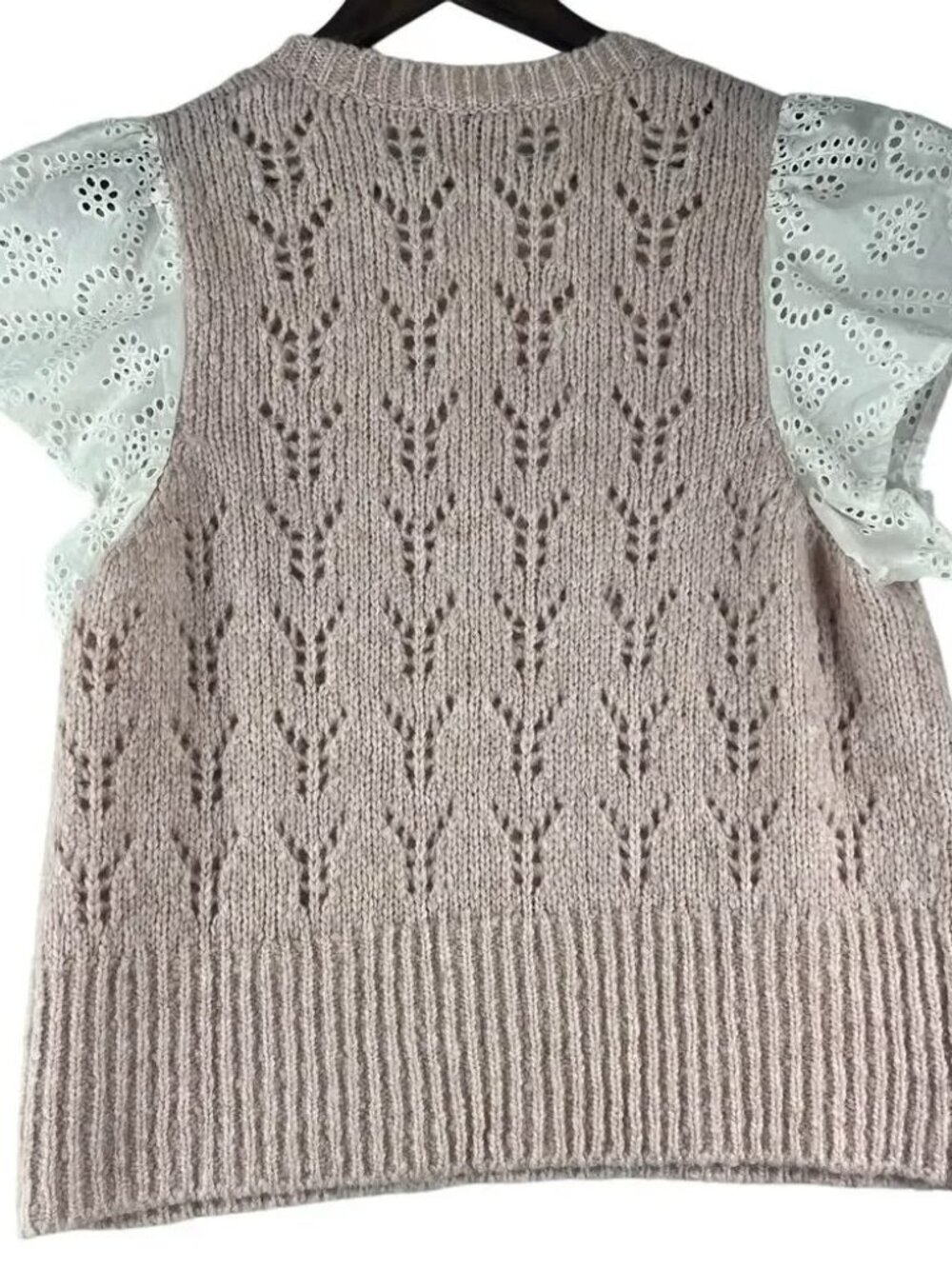 The Rails Everly Pointelle Knit Eyelet Flutter-Sleeve Top Size XL EUC - Picture 3 of 7